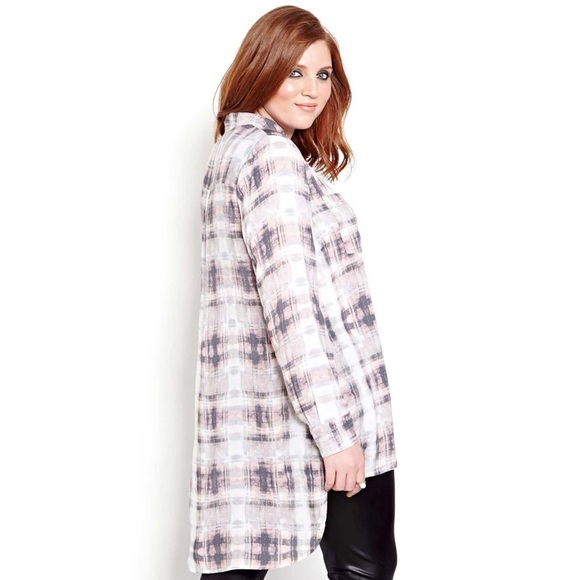 Addition Elle High Low Plaid Print Shirt - Picture 4 of 8